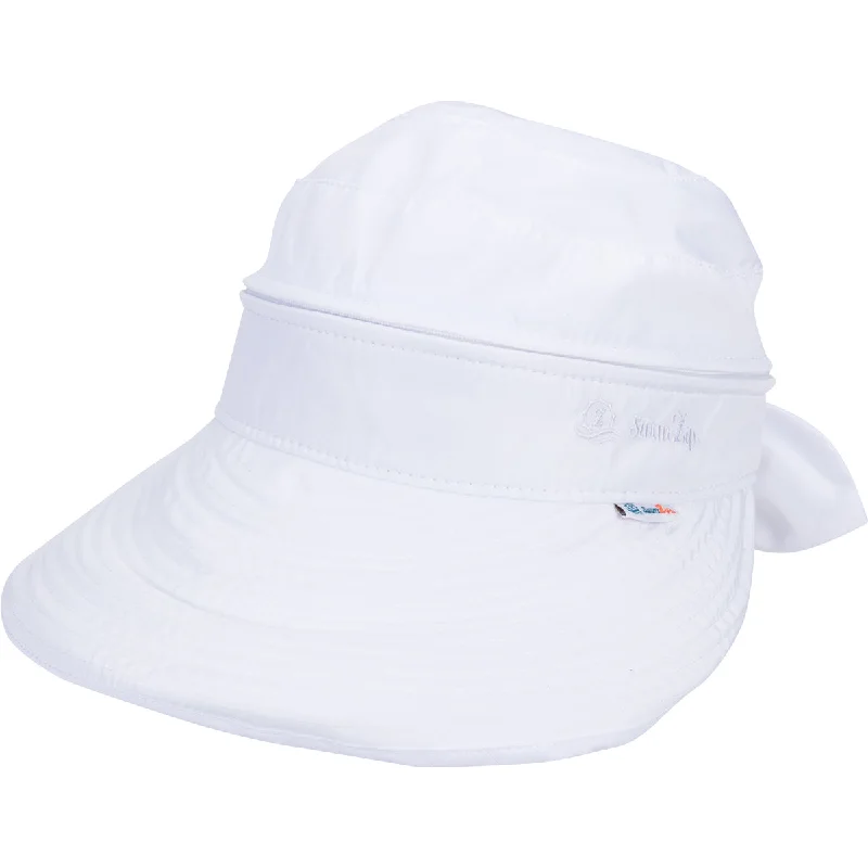 Sun hat for hiking gear-Women's Zip Off Adjustable Sun Visor + Sun Hat - White