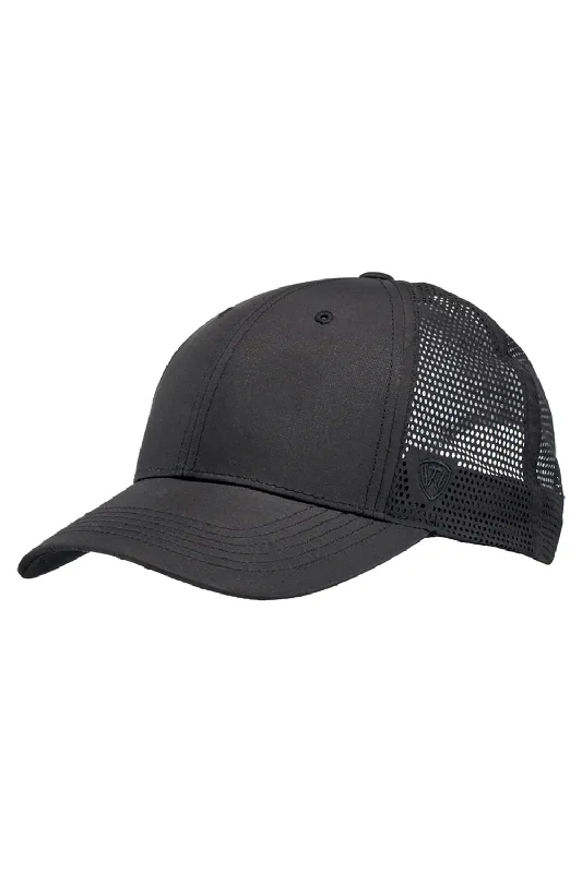 Mens hats for overnight trips-J America Mens Flight Lasercut Mesh Snapback Trucker Hat - Black