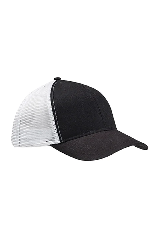 Mens hats with thick fabric-Econscious Mens Adjustable Trucker Hat - Black/White