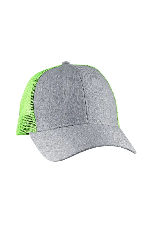 Mens hats for sharp outfits-Big Accessories Mens Adjustable Trucker Hat - Light Grey/Neon Green