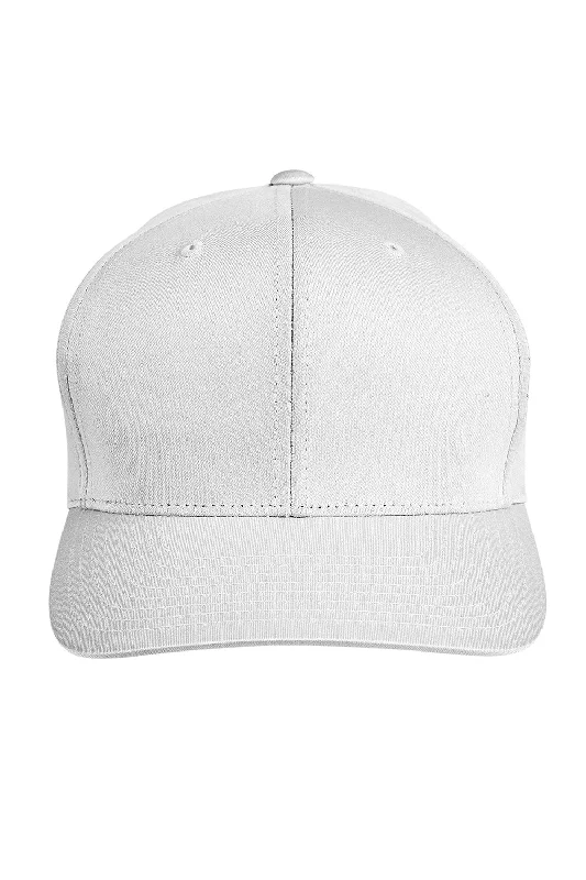 Mens hats for rainy days-Team 365 Mens Zone Performance Moisture Wicking Snapback Hat - White