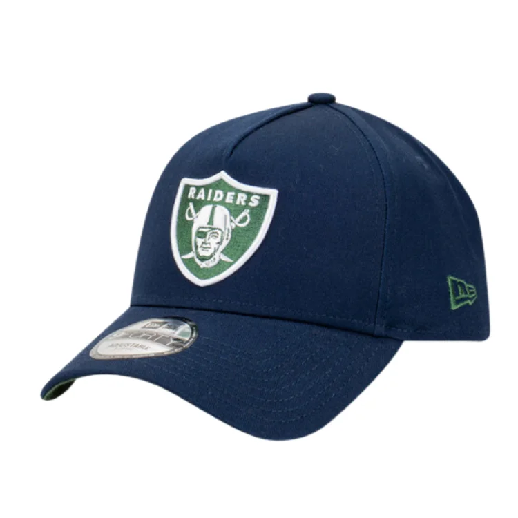 Beanies & Headbands with Heavy Knit-New Era Las Vegas Raiders 9FORTY A Frame Cap - Oceanside Blue/Rifle Green