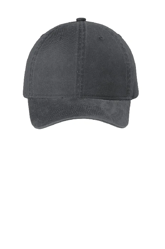 Mens hats for hiking trails-Port Authority Mens Beach Wash Adjustable Hat - Coal Grey