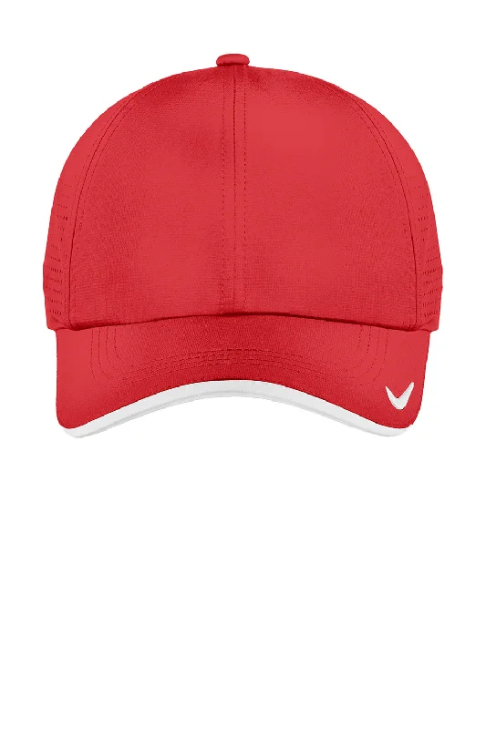 Mens hats with soft wool-Nike Mens Dri-Fit Moisture Wicking Adjustable Hat - University Red/White