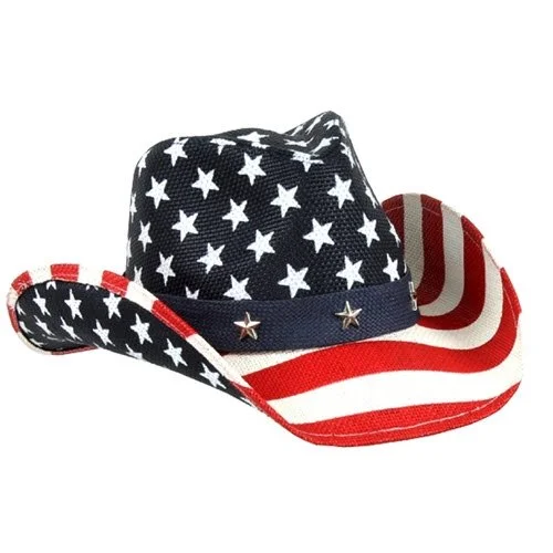 Beanies & Headbands for Head Ease-Western American Flag Cowboy Hat