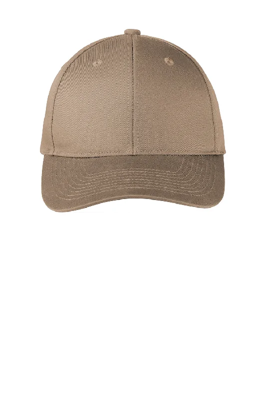 Mens hats with plush comfort-Port Authority Mens Fine Twill Snapback Hat - Khaki