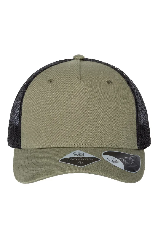 Mens hats for wet seasons-Atlantis Headwear Mens Sustainable Snapback Trucker Hat - Olive Green/Black