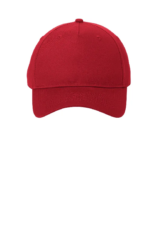 Mens hats with warm lining-Port & Company Mens Twill Adjustable Hat - Red