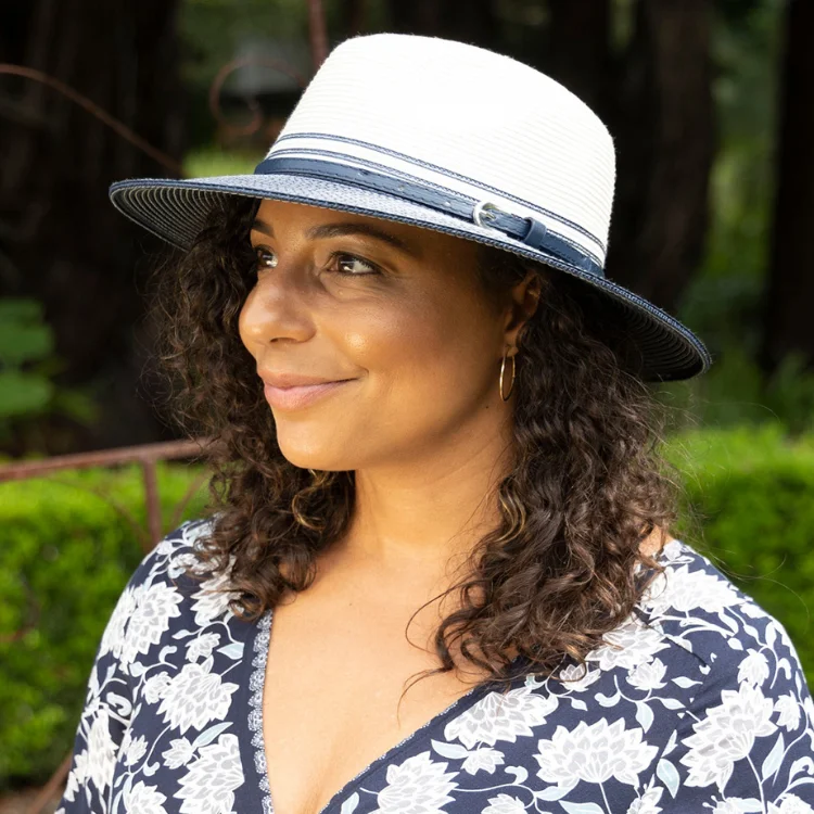 Beanies & Headbands with Velvety Touch-Cancer Council Heritage Town & Country Hat - Ivory/Navy