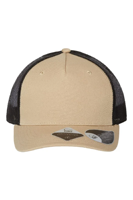 Mens hats for icy mornings-Atlantis Headwear Mens Sustainable Snapback Trucker Hat - Khaki/Black