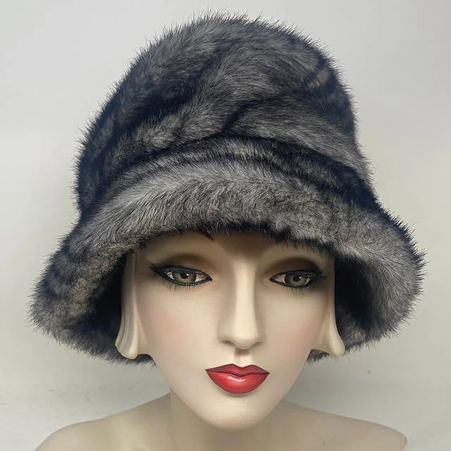 bucket hats for stylish sunny day accessories-Bucket hat in faux grey mink