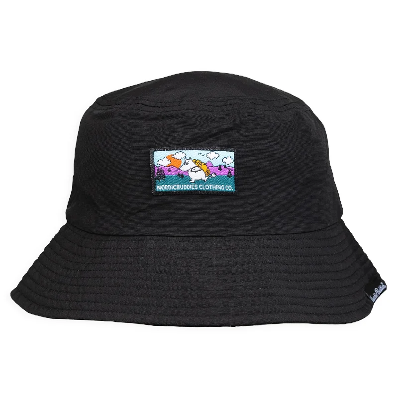 bucket hats for warm-weather travel-ready style-Moomintroll Adventure Nylon Bucket Hat - Black