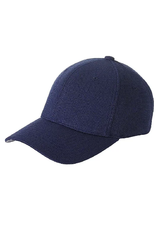 Mens hats for power walking-Flexfit Mens Cool & Dry Moisture Wicking Stretch Fit Hat - Navy Blue