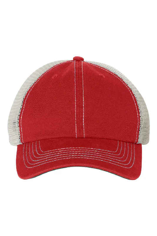 Mens hats for endurance runs-47 Brand Mens Trawler Snapback Hat - Red/Stone