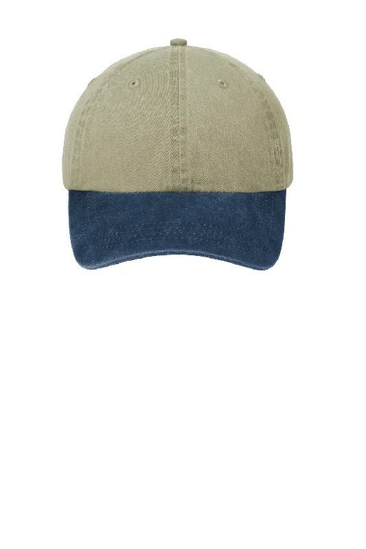 Mens hats with colorful patterns-Port & Company Mens Adjustable Hat - Khaki/Navy Blue