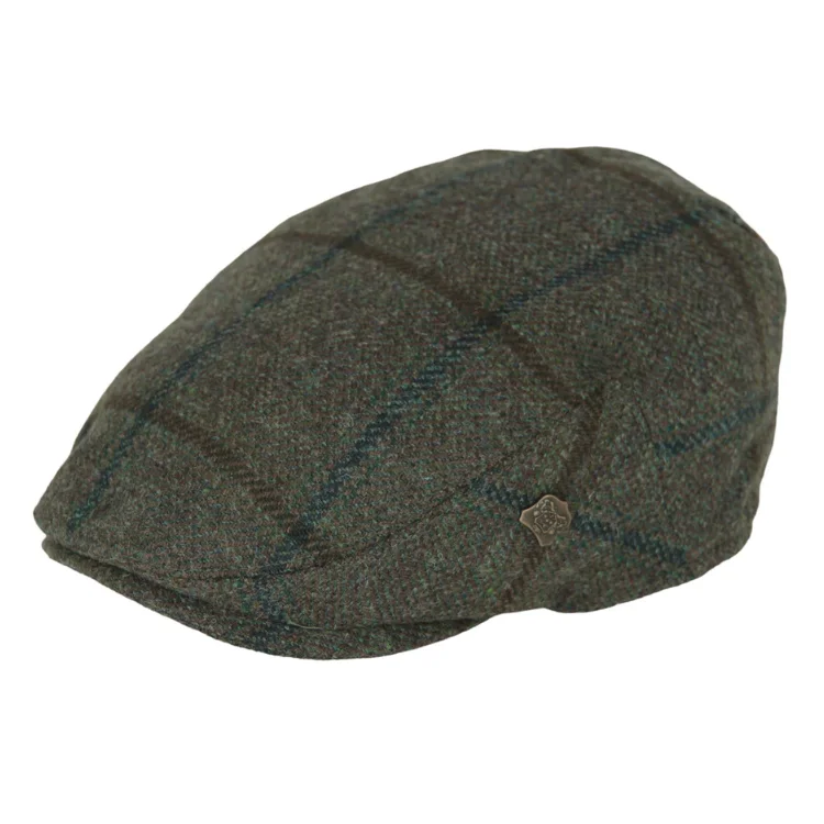 Beanies & Headbands with Whimsical Art-Failsworth Gamekeeper Check Cap - Olive/Red