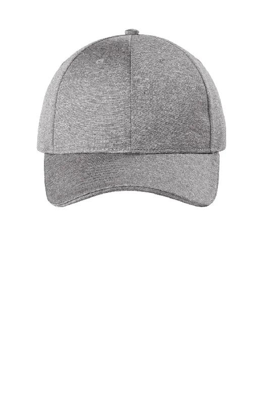 Mens hats with bright accents-Sport-Tek Mens Contender Moisture Wicking Snapback Hat - Heather Vintage Grey