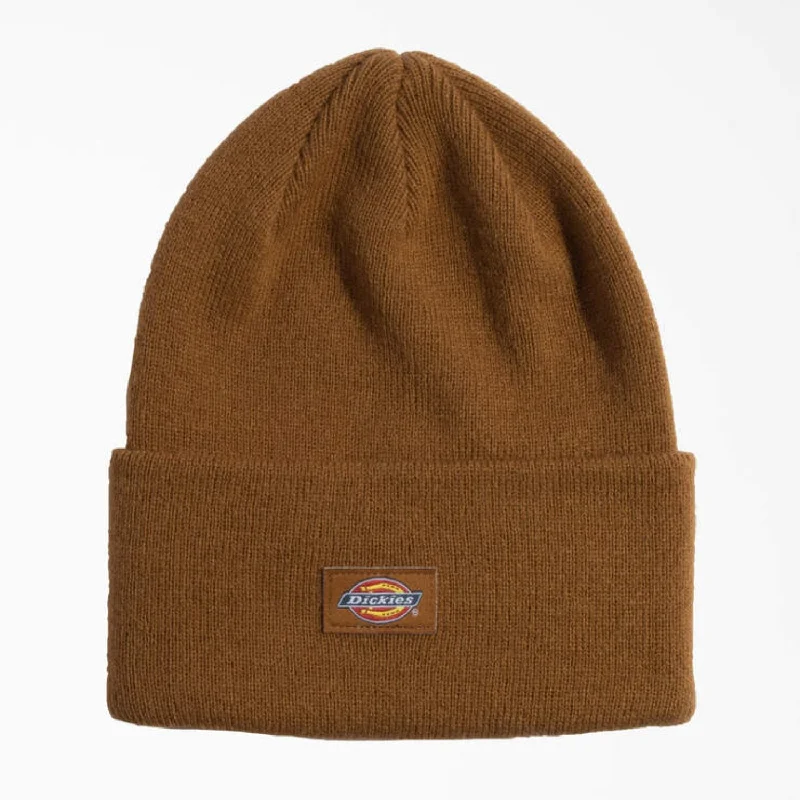 Beanies & Headbands for Deep Winter-Dickies Logo Patch Tall Cuffed Acrylic Beanie