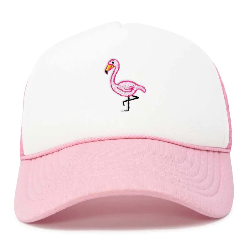 Beanies & Headbands with High Band-Dalix Pink Flamingo Trucker Hat