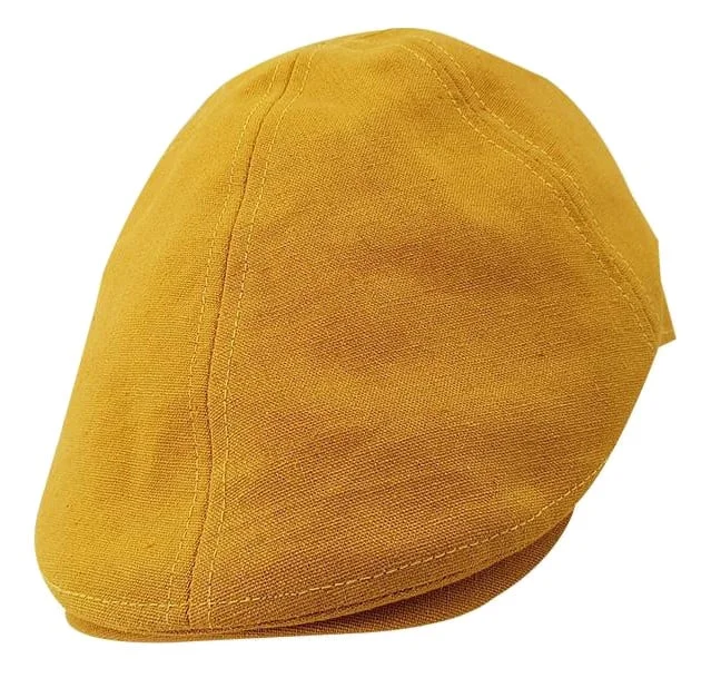 Beanies & Headbands with Firm Crown-HW Collection Boys Drivers Cap - Mustard