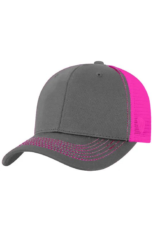 Mens hats with fun designs-J America Mens Ranger Snapback Hat - Charcoal Grey/Neon Pink