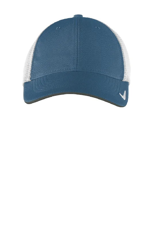 Mens hats for winter mornings-Nike Mens Dri-Fit Moisture Wicking Stretch Fit Hat - Navy Blue/White