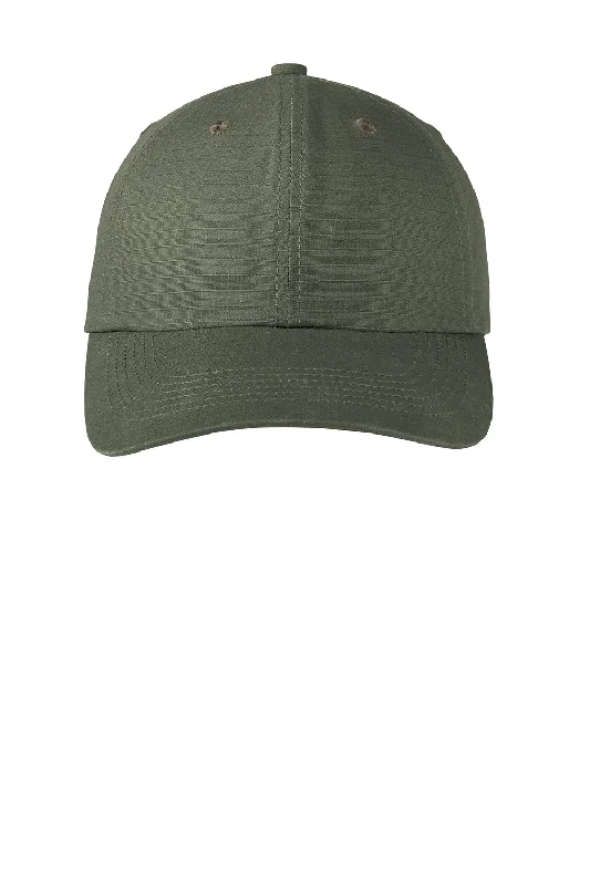 Mens hats with organic cotton-Port Authority Mens Ripstop Adjustable Hat - Olive Drab Green