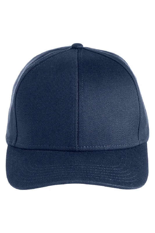 Mens hats with snug comfort-Harriton Mens Climabloc Ear Flap Stretch Fit Water Resistant Hat - Dark Navy Blue - Closeout