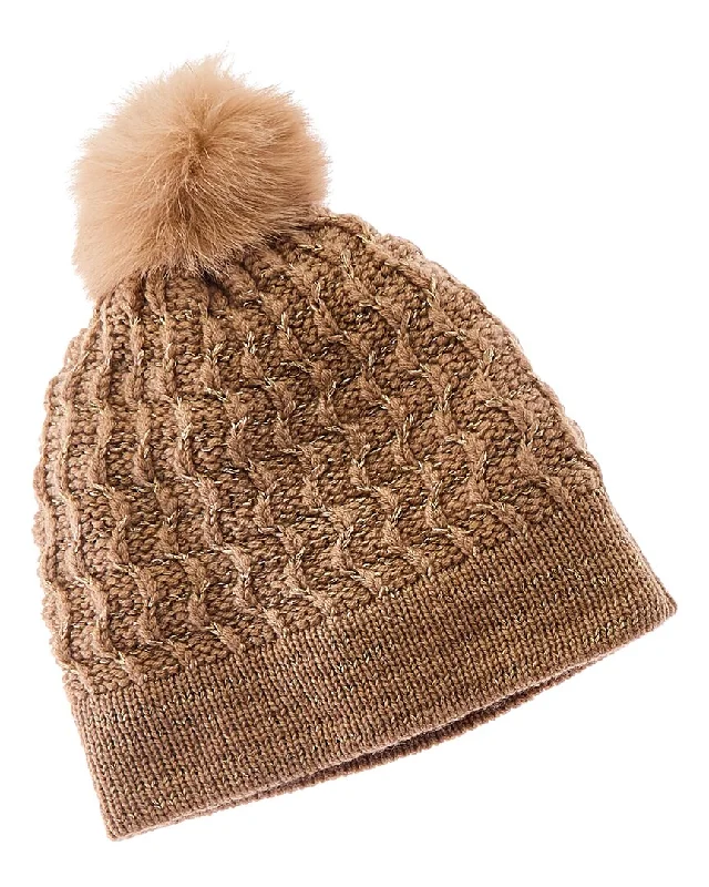 Wool hats for winter travel-Forte Cashmere Lurex Textured Wool & Cashmere-Blend Hat