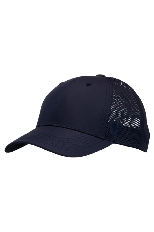 Mens hats for chilly nights-J America Mens Flight Lasercut Mesh Snapback Trucker Hat - Navy Blue