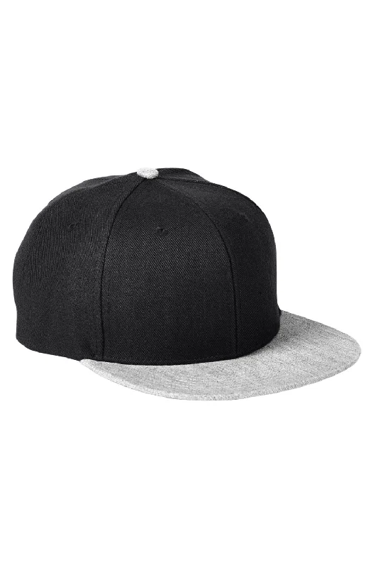 Mens hats with warm padding-Big Accessories Mens Adjustable Hat - Black/Heather Grey