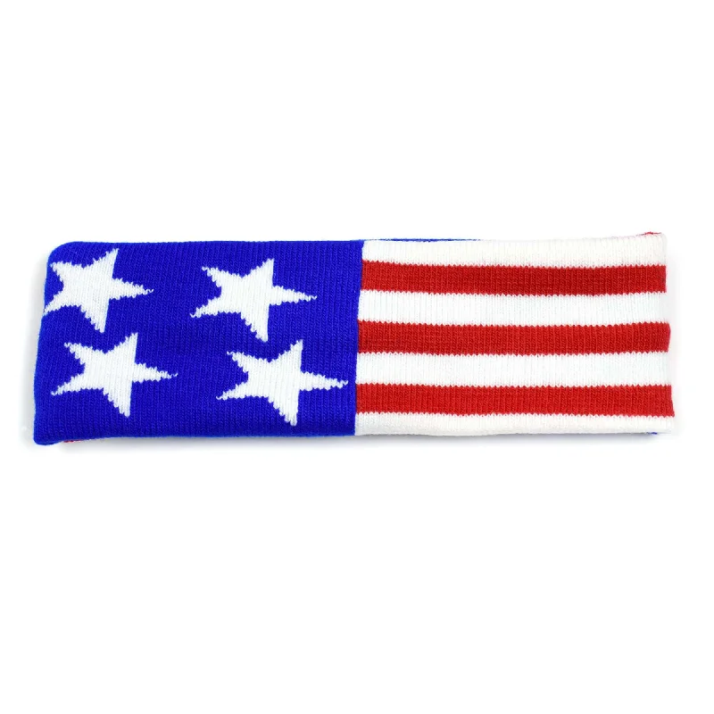 Beanies & Headbands for Older Fit-USA American Flag Headband