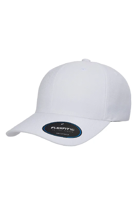 Mens hats in bulk-Yupoong Mens Nu Moisture Wicking Adjustable Hat - White