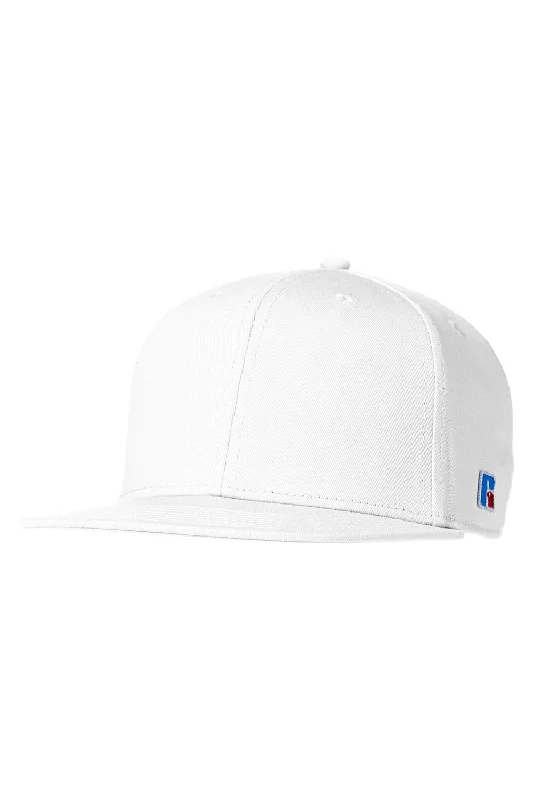 Mens hats with lightweight cotton-Russell Athletic Mens R Snapback Hat - White