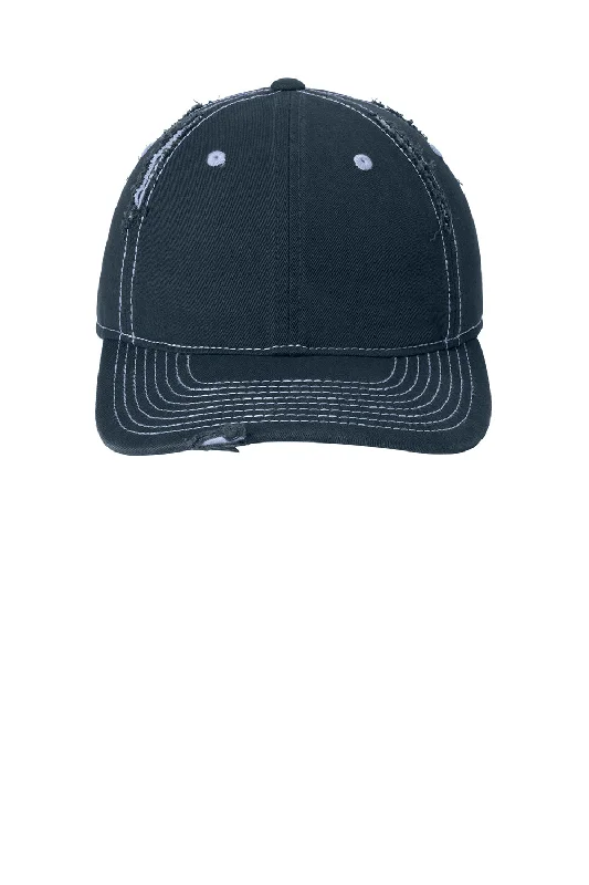 Mens hats for quiet evenings-District Mens Adjustable Hat - New Navy Blue/Light Blue