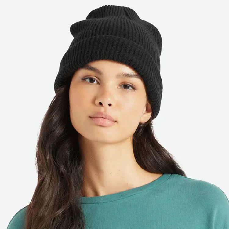 Beanies & Headbands with Durable Weave-Brixton Heist Beanie - Black