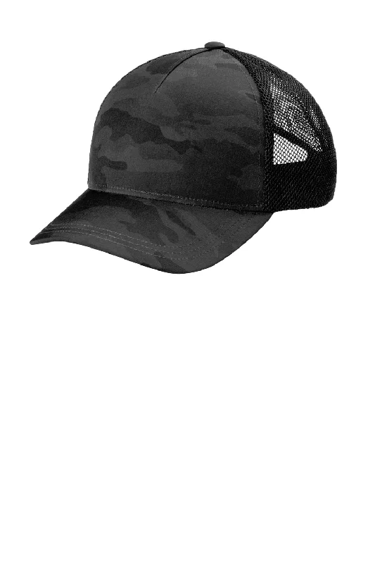 Mens hats for loungewear-Ogio Mens Fusion Moisture Wicking Adjustable Trucker Hat - Black Camo