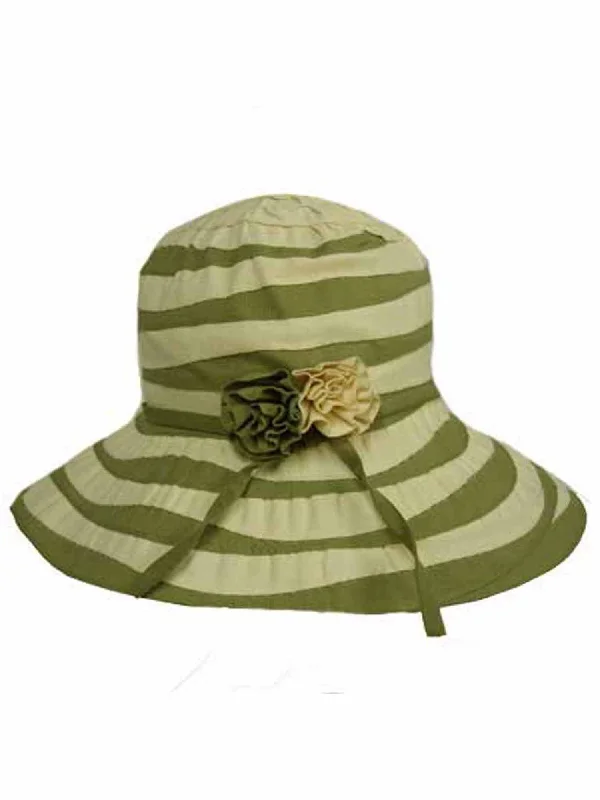 bucket hats for fashion-forward summer day trips-Green & Cream Wide Brim Bucket Hat