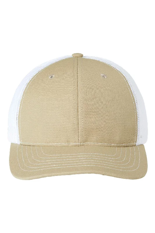 Mens hats for downtime-Classic Caps Mens USA Made Snapback Trucker Hat - Khaki Brown/White