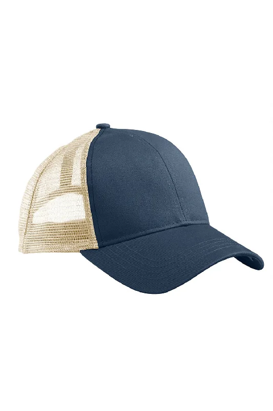 Mens hats with rugged patterns-Econscious Mens Adjustable Trucker Hat - Pacific Blue/Oyster