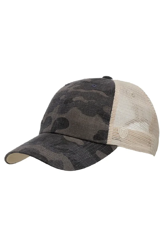 Mens hats for freezing mornings-J America Mens Riptide Trucker Snapback Hat - Black Camo