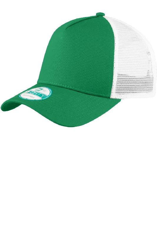 Mens hats for fitness class-New Era Mens Adjustable Trucker Hat - Kelly Green/White