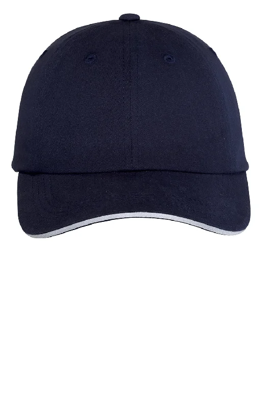 Mens hats with sustainable fabric-Port Authority Mens Adjustable Hat - Navy Blue