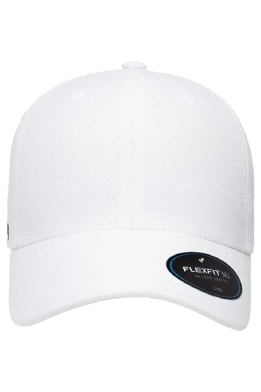 Mens hats with cozy padding-Flexfit Mens NU Stretch Fit Hat - White