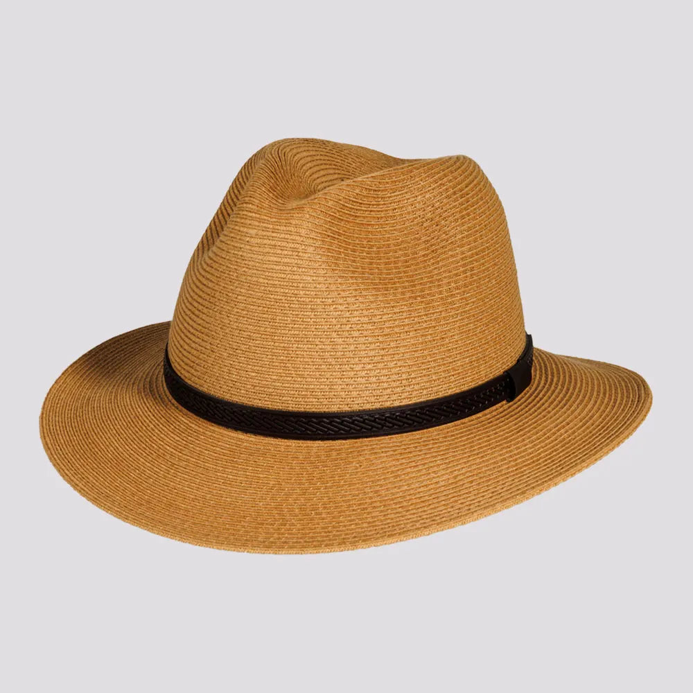 Sun hat for thin hair-Nassau | Mens Fine Toyo Paper Braid Downturn Safari Sun Hat