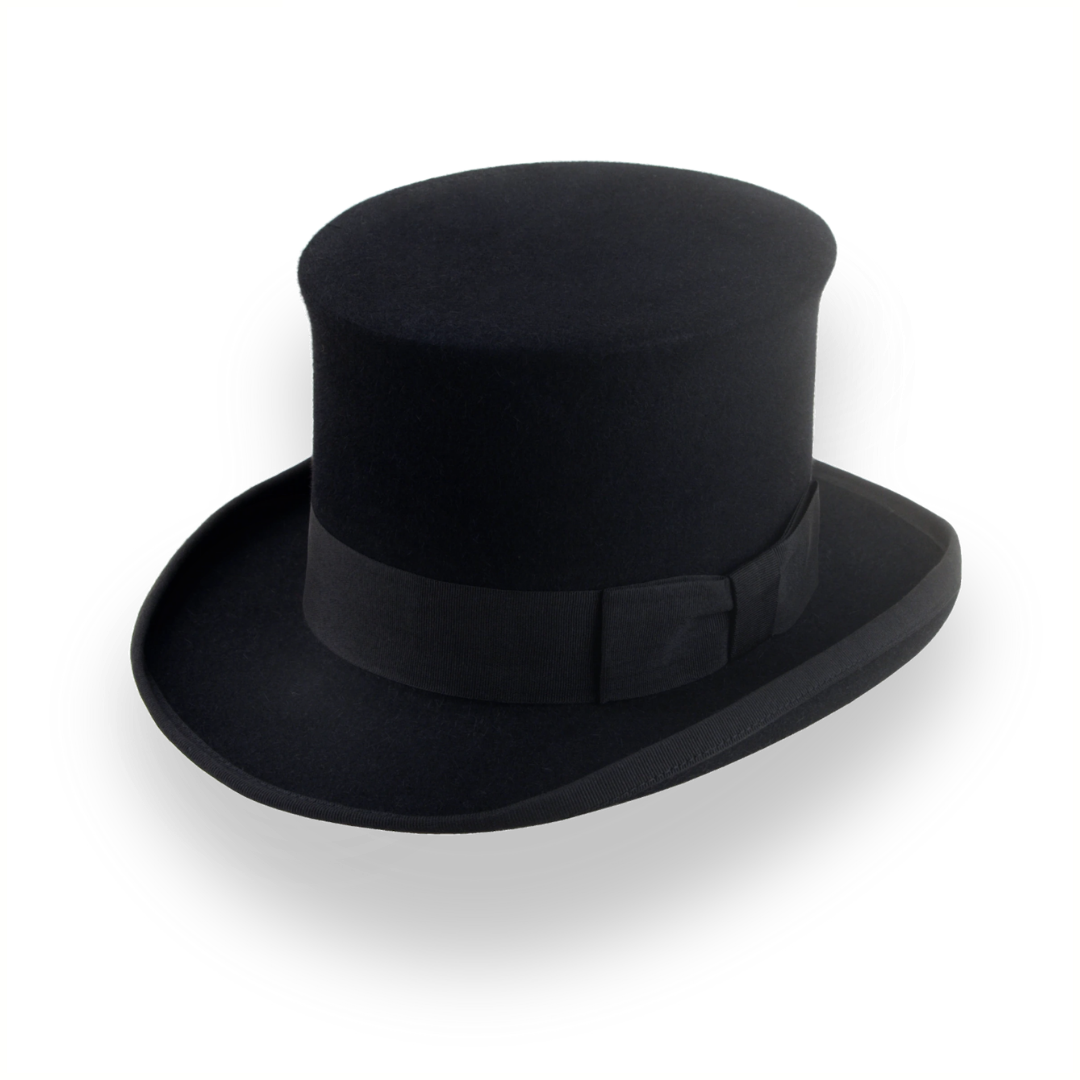 Mens hats for sunny mornings-Classic Top Hat For Men in Black Fur Felt | The Victorian