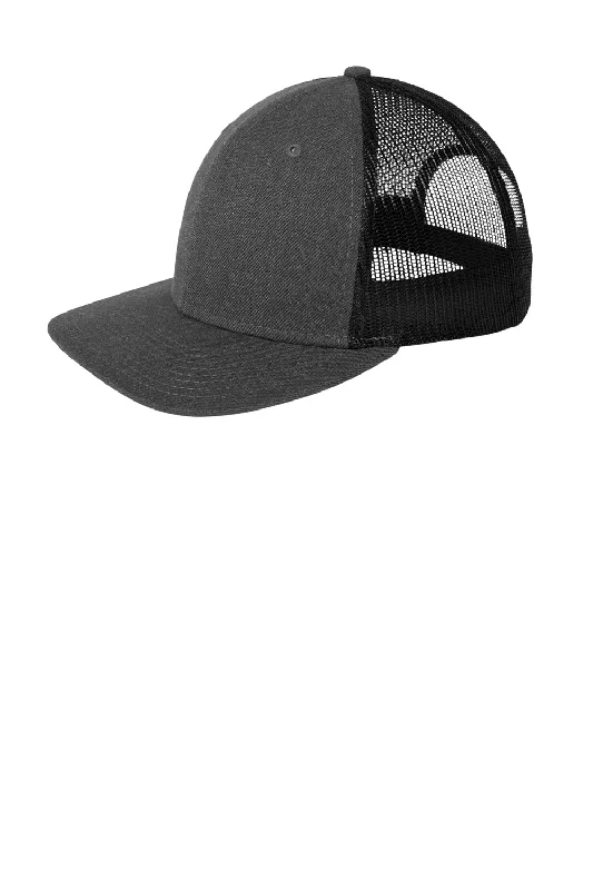 Mens hats for travel days-New Era Mens Low Profile Snapback Trucker Hat - Heather Graphite Grey/Black