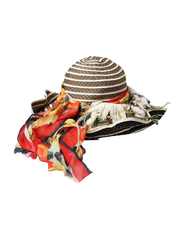 Womens Hats for open-air concerts-Dolce & Gabbana multi Fantasy Wide Brim Floppy Women's Hat