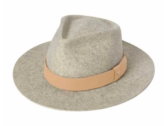 Beanies & Headbands for Damp Weather-Kooringal Ladies Wide Brim Fedora Cara - Light Grey Marle