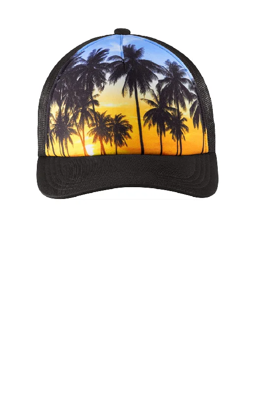 Mens hats with elegant designs-Port Authority Mens Real Photo Snapback Trucker Hat - Palm Trees